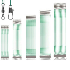 50 Pièces Bas de Ligne de Pêche, Leaders de Pêche Rotation Flexible, Leaders en Acier Pêche Ligne, avec émerillons et Boutons-Pr