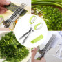 Relota Ciseaux à Herbes, Ciseau de Cuisine à 5 Lames en Acier Inoxydable avec Couvercle de Sécurité pour Hacher Herbes Aromatiqu