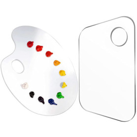 2 PCS Palette Acrylique Transparente Palette Peinture Acrylique Trou Palette Transparente Peinture Palette Peinture Ovale Palett