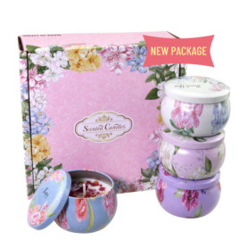 Orentas,Lot de 4 bougies parfumées en bois de soja naturel pur pour aromathérapie, cadeaux de Noël ou d'anniversaire,124.7 g (ja