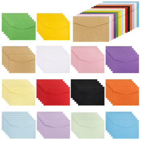 RosewineC 70 Pcs Enveloppe Couleur 11,5 x 8,2 CM 14 Couleurs Enveloppe Cadeau Petite Enveloppe Lot Enveloppe Multicolore pour In