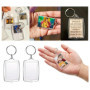 50 PCS porte-clés transparents avec cadre photo, en acrylique, forme rectangulaire, convient pour les cadeaux pour la famille et