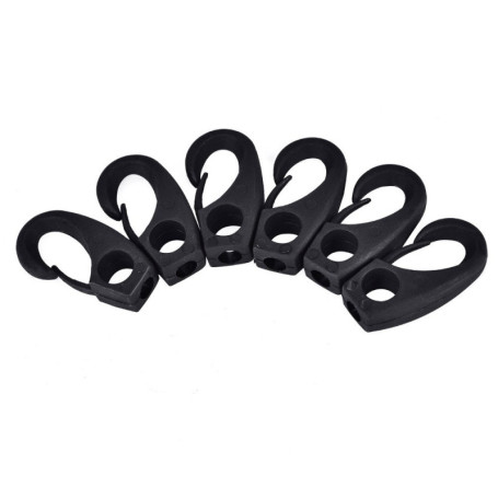 Dilwe 6 Pcs Kayak d'arrimage, Multi Purpose Haute Résistance en Nylon Noir Clip d'arrimage Crochets pour Kayak canoë Bungee