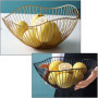 Chrome Wire Fruit Basket Bowl for Kitchen Counter, Fruit Holder Stand Storage Baskets for Countertop, Home Decor, Table Centerpi