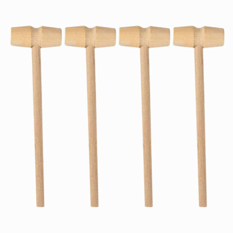 4 Pièces Mini Marteau en Bois pour Enfants,Jouet Éducatif et Créatif pour Crabe, Homard et Bricolage,Outil de Peinture et Martel
