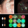 KUIRUNRX® Paillettes Visage Festival, 12 Couleurs Lumineuse Paillettes Gel, Visage maquillage festival Fluorescent Paillette pou
