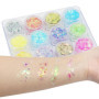 KUIRUNRX® Paillettes Visage Festival, 12 Couleurs Lumineuse Paillettes Gel, Visage maquillage festival Fluorescent Paillette pou