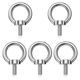 Mesybveo 5 Pièces M8 Boulon à Œil - Anneau de Levage en Acier Inoxydable 304 - Vis à Filetage Mâle, Forme de Bague Marin - Solid