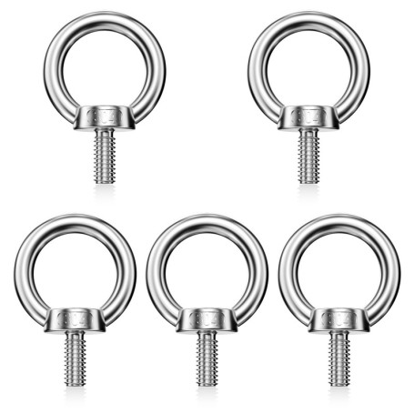 Mesybveo 5 Pièces M8 Boulon à Œil - Anneau de Levage en Acier Inoxydable 304 - Vis à Filetage Mâle, Forme de Bague Marin - Solid