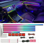 Éclairage intérieur de voiture, 18 en 1 HMYC 128 bandes LED colorées en fibre optique acrylique, atmosphère de décoration univer