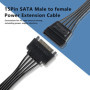 Câble adaptateur répartiteur d'alimentation SATA en Y 15 broches SATA mâle vers double femelle pour disque dur HDD SSD 22 cm