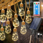 Coomoors Guirlande Lumineuse Exterieure Solaire avec 16 Ampoules, 8 M Blanc Chaud Chaîne Lumiere Exterieur 8 Modes IP65 Étanche 