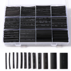 Vinabo 900 Pièces Gaines Thermorétractables Noires, Tubes Thermorétractables pour Isolation Électrique, Protection de Câbles, 12