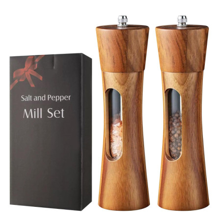 Ghazpmuk 2 Pièces Moulin à Poivre, Moulin a Sel, Manuel Moulins à Épices, Moulins à Poivre et Sel avec Fenêtre Transparente, Rég