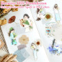 4 jeux d'autocollants pour carnets, autocollants pour livres d'art, matériel de décoration d'album photo, avec 1 pièce de petite