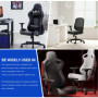 WIYETY Housse de chaise de gaming - Noir - Extensible - Pour ordinateur de jeu - Style racing - Chaise de bureau (noir, avec hou