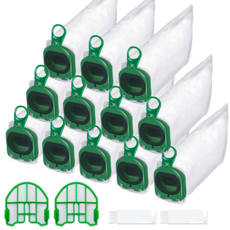 FERRGIA 12 Sacs d'Aspirateur en Microfibre Non-Tissée de Qualité pour Vorwerk Kobold VB100 FB100 avec 2 Filtres Moteur Aspirateu