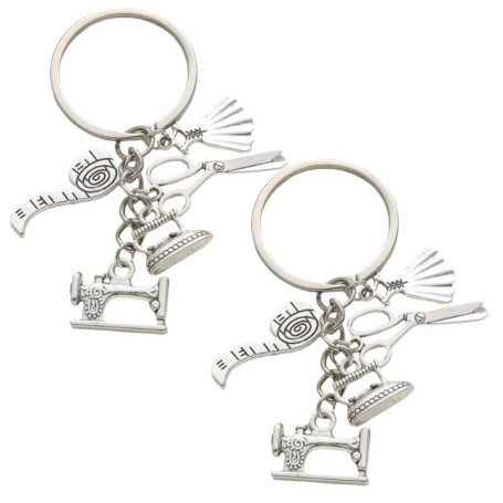 Porte-clés en fer à coudre Quilting,2 pièces Porte-clés en alliage Porte-clé Sac à main Charme Machine à coudre Outils Ciseaux F