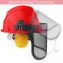 Zeripikfoasp Casque de Sécurité pour Tronçonneuse, Casque de Protection avec Cache-Oreilles de Protection et Visière en Maille, 