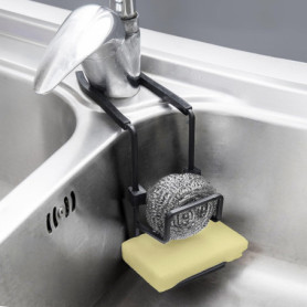 Cimoybai Support Éponge 2-en-1 pour Cuisine, Organiseur d'Évier Sans Trou, Support pour Éponge, Brosse et Vaisselle, Prise d'Évi