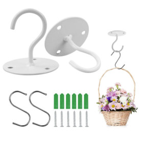 Crochets de Plafond pour Plantes suspendues, 2 Crochets de Suspension Robustes avec vis, Support Mural en métal 2 Crochets de Pl