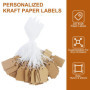 Lot de 200 mini étiquettes de prix avec cordon élastique - 25 x 15 mm - Marron - Petites étiquettes à suspendre - Étiquettes de 
