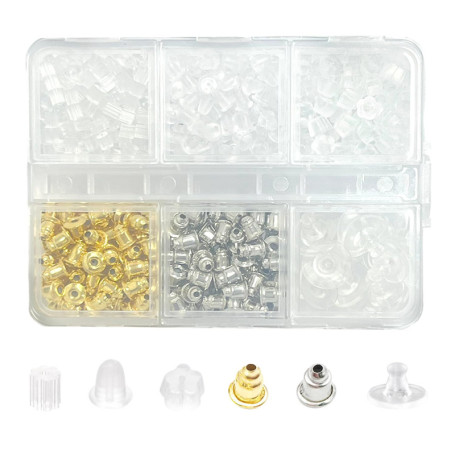 Lot de 610 bouchons d'oreilles transparents en silicone anti-chute pour boucles d'oreilles, Silicone