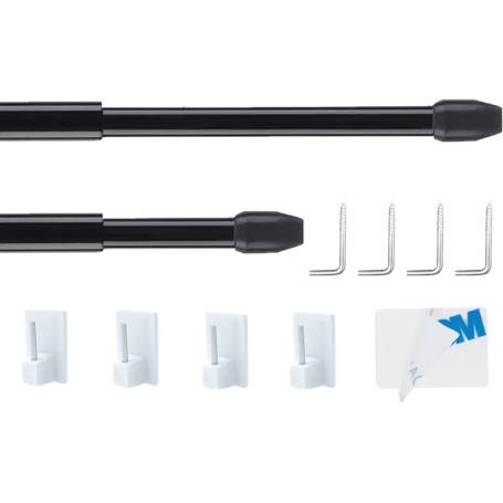 Aiitomg 2 Pièce Barres de Vitrage Extensible Tringle Rideau sans Percage Réglable Tringle a Rideau pour Fenetre PVC pour Rideaux