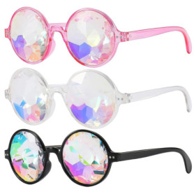 ZGDEIWGF 3 pièces verres mosaïque à facettes, verres de carnaval, lunettes de soleil festival, accessoires festival, verres kalé