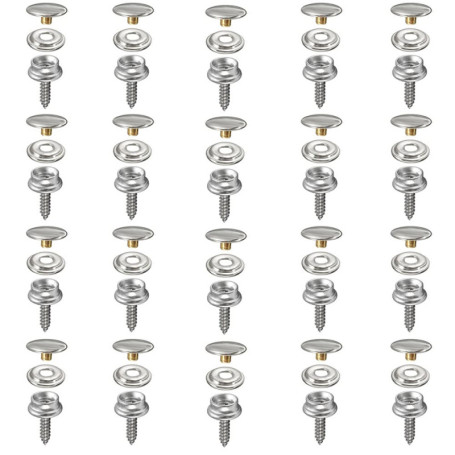 Gativs Bouton Pression à Visser 20 Pièces Snaps Fastener Vis Bouton Pression en Métal en Acier Inoxydable Vis en Métal Rivet a V