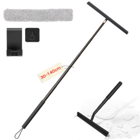 Gaethra Raclette de Douche 30-140cm Réglable, Raclette Salle de Bain Douche avec Deux Crochets, Poignée en Métal Antidérapante, 