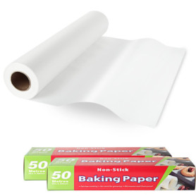 AKOLAFE 2 Rouleaux Papier Cuisson 50 m x 30 cm Papier Sulfurisé Réutilisable Papier de Cuisson Antiadhésif pour la Cuisson, la C
