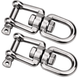 TDDL 2Pcs M8 Manille Pivotante en Acier Inoxydable 304 de Qualité Marine Ancre Mâchoire Pivotante Double Émerillon Manilles Chaî