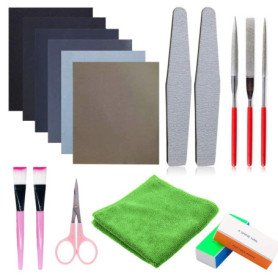 Woohome 17 PCS Silicone Moule de Outil, Kit de Polissage de Résine, Papiers Abrasifs, Blocs de Polissage, Chiffon de Polissage, 