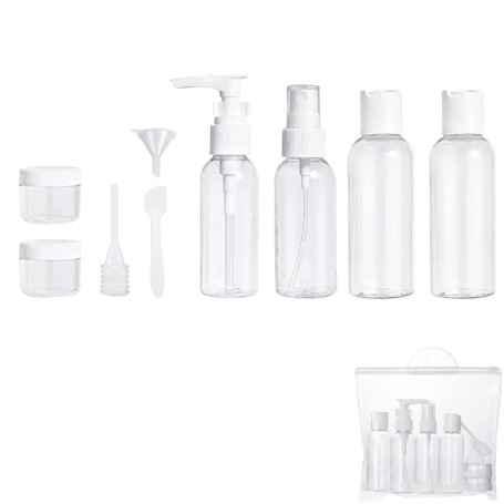 9 Pièces Ensemble Bouteilles de Voyage, Contenant Liquide de Bouteille Cosmétique Portable, Ensemble de Contenants de Voyage Réu