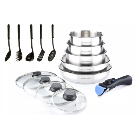 Arthur Martin 5535 batterie 15 pcs inox, Acier Inoxydable, 9 x 26 x 5 cm