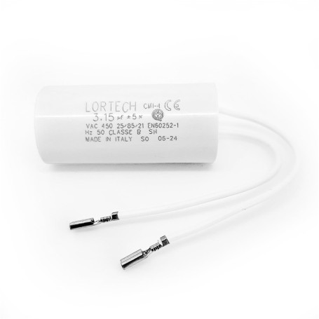 Condensateur moteur à fils 3.15 µF avec connecteur mini faston femelle