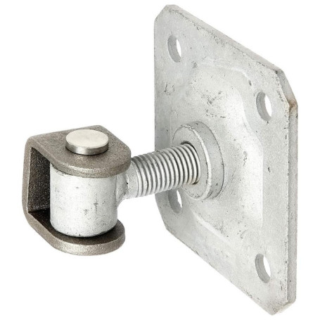 Alberts 418397 Penture de portail | avec platine, à visser | boulon à œillet galvanisé à chaud, axe de fixation et anneau de séc