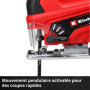 Einhell Scie sauteuse sans fil TC-JS 18/70 Li (1 x,2,5 Ah) (18 V, profondeur de coupe 70 mm, changement de lame sans outil, adap