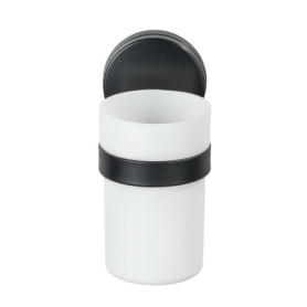 WENKO Porte Brosse à Dent mural Pavia, Gobelet salle de bain mural fixation sans perçage "Static Loc Plus", adhérence statique, 