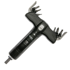 WGB Das Werkzeug Tournevis dynamométrique avec 12 embouts dans poignée en T pour vélo | Clé dynamométrique 1/4" avec cruciforme,