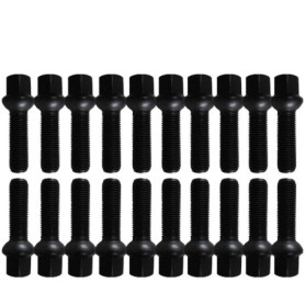 TRACER 20 Noir Boulons de Roue Roue Boulon Boule Ceinture M14x1,5 35mm R14 compatible avec VW, Porsche