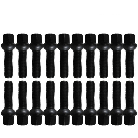 TRACER 20 Noir Boulons de Roue Roue Boulon Boule Ceinture M14x1,5 35mm R14 compatible avec VW, Porsche