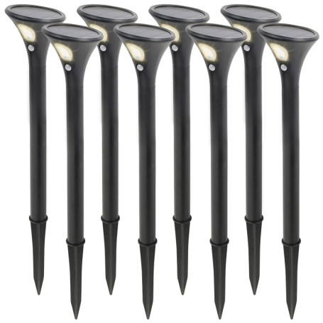 8 bornes lumineuses solaires avec capteur de mouvement - blanc chaud [Lunartec]