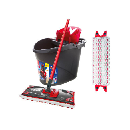 Vileda ULTRAMAX Lot Complet 2 en 1 avec Housse supplémentaire, serpillère avec Manche, Deux Housses en Microfibre et Seau avec P