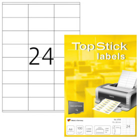 TopStick - Pochette de 2400 étiquettes d'adressage autocollantes (70 x 36 mm) Personnalisables et imprimables, Impression laser 