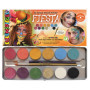 Eulenspiegel 212233 - Palette de maquillage Fiesta, 12 couleurs, 2 pinceaux, kit de maquillage vegan, maquillage enfant, carnava