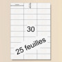 Printation Étiquettes Autocollantes 70 x 29,7 mm - 750 Étiquettes Universelles, 25 Feuilles A4 de 30 Étiquettes Multi-Usage, Pap