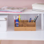 Relaxdays 10020248 Organiseur de bureau bambou 10 compartiments distributeur fournitures bureau HxlxP: 10 x 23 x 10 cm, nature