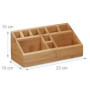 Relaxdays 10020248 Organiseur de bureau bambou 10 compartiments distributeur fournitures bureau HxlxP: 10 x 23 x 10 cm, nature